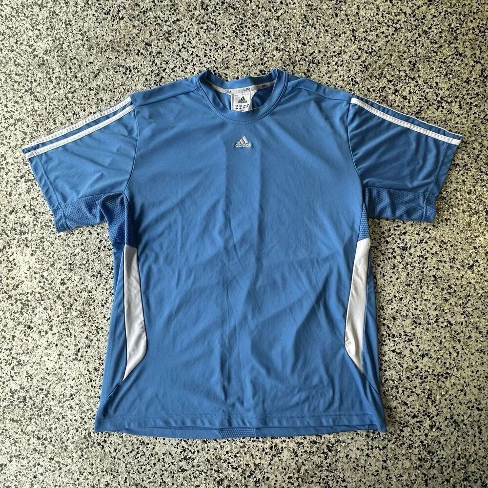 Adidas Clima365 Soccer Shirt Mens XL Blue Striped Embroidery Training Gym